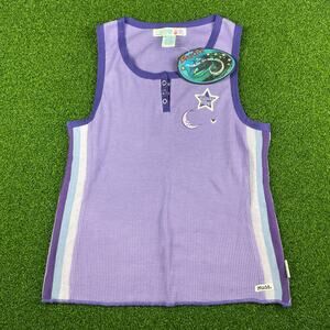 Vintage Y2K NWT Mudd Purple Waffle Knit Purple Sleep Henley Tank Sz M